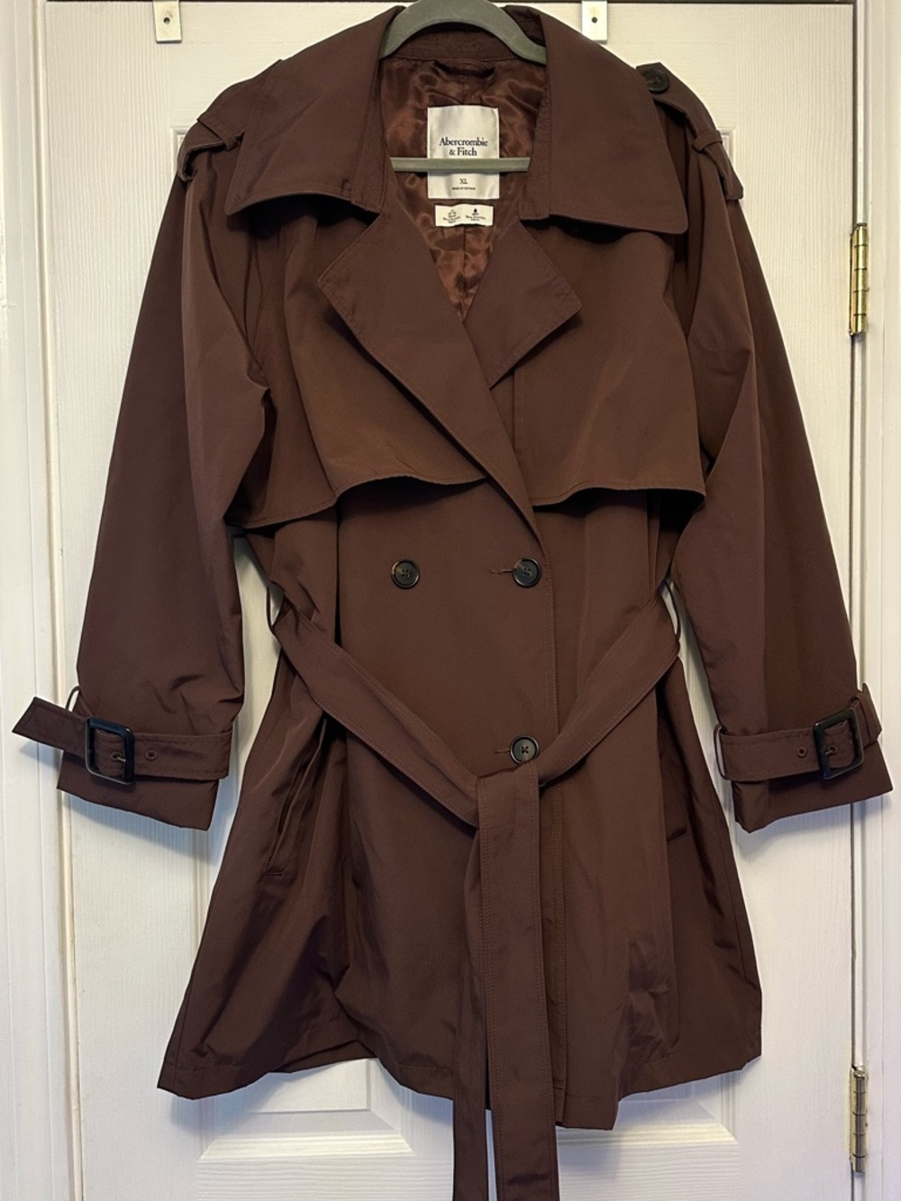 Abercrombie & Fitch Dark Brown Mid-Length Trench Coat with Belt